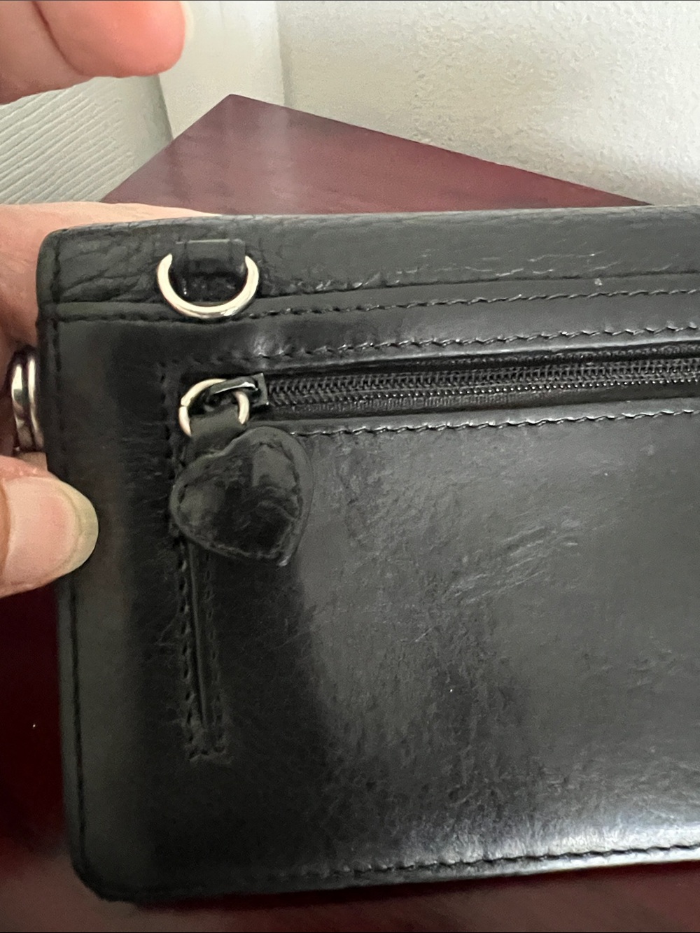 Brighton Black Leather Wallet/Crossbody with Red Heart Detail - Picture 12 of 15